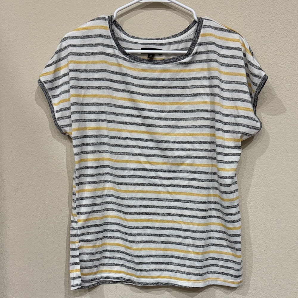 Simply Vera Vera Wang Striped Short Sleeve Tee - Gray, Yellow, White Size Medium